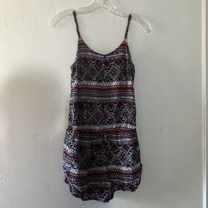 garage aztec print black pink blue and white romper spaghetti strap size XS